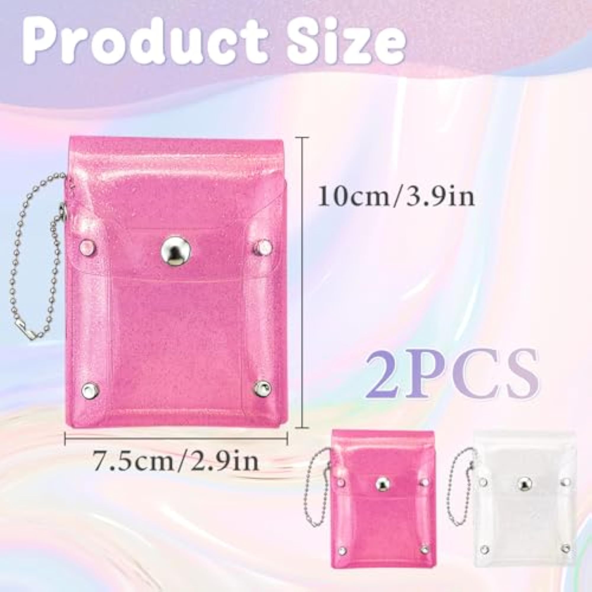 2Pc Clear Lipstick Case Keychain Pouch Organizer